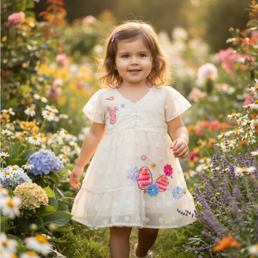 Charming Custom Design Limited Girl’s Spring Easter Dress OOAK Unique 1/1